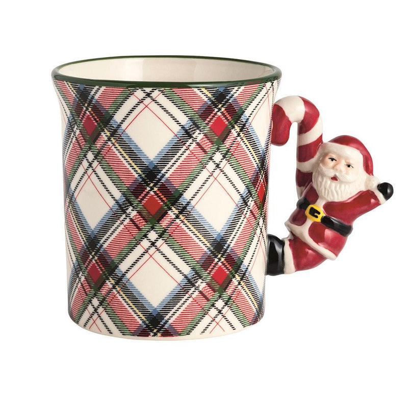 Santa Tartan Handle Mug