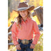 Girl's Coral Stripe Button Shirt