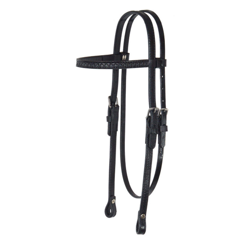 Black Shell Tooled Browband Headstall