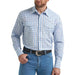 Men's White & Blue Plaid Wrinkle Resist Shirt