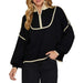 Women's Black Long Sleeve Half Zip Sweater