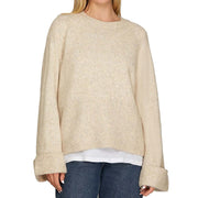 Women's Oatmeal Long Sleeve Sweater Top