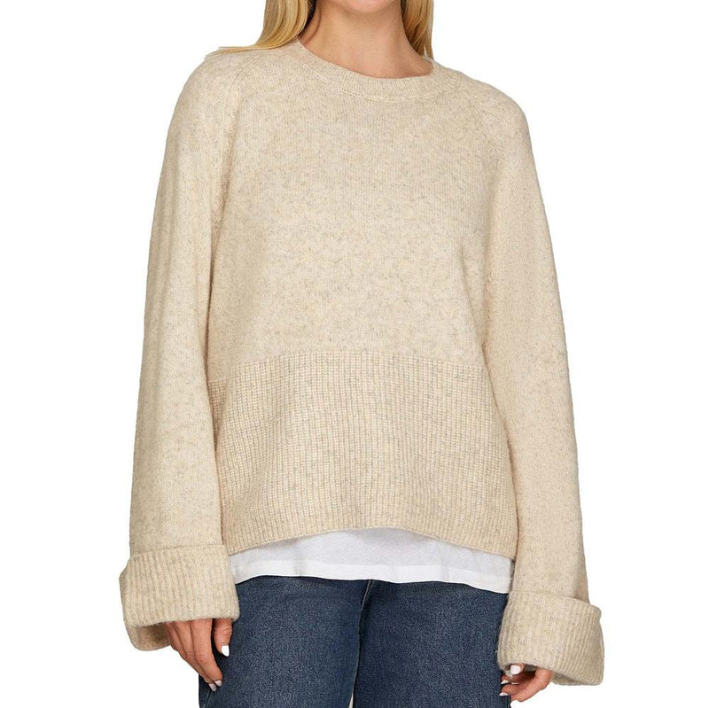 Women's Oatmeal Long Sleeve Sweater Top