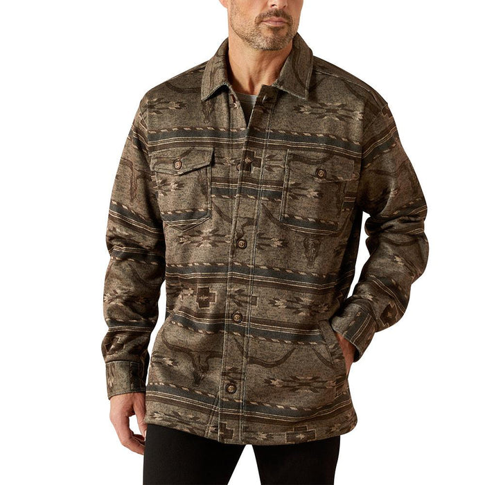 Men's Caldwell Beige Printed Shirt Jacket