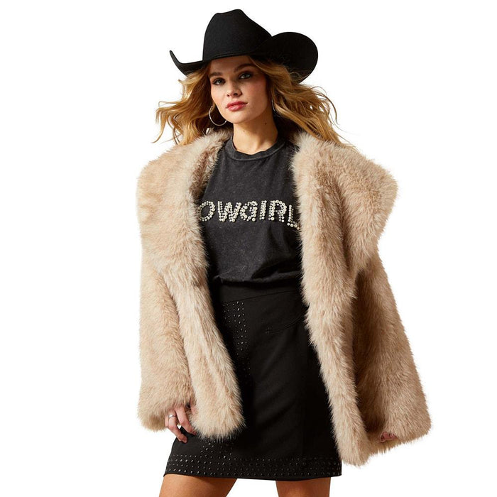 Women's Tan Faux Fur Coat