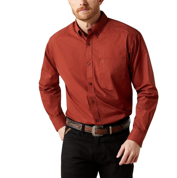 Men's Dark Red Solid Wren Shirt