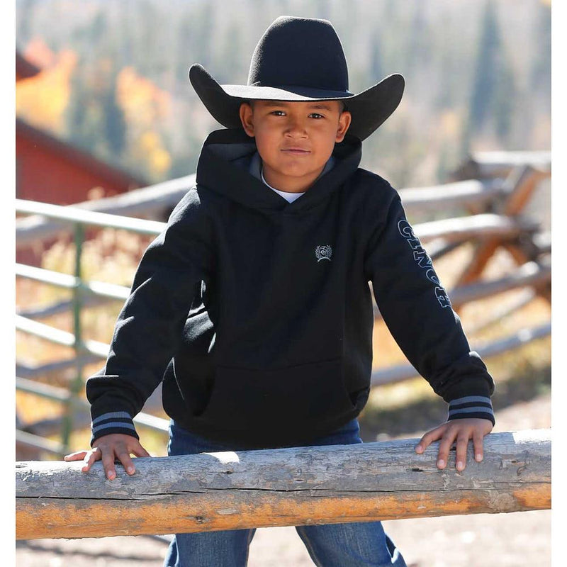 Boy's Small Logo Black Hoodie