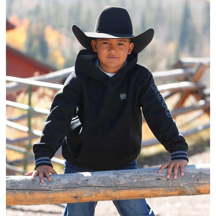 Boy's Small Logo Black Hoodie