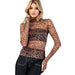 Women's Coco Brown Sheer Leopard Print Top