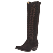 Women's Brown Suede Vamp 18In Brown Suede Embroidered Top Boot