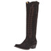 Women's Brown Suede Vamp 18In Brown Suede Embroidered Top Boot