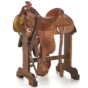 Used 16in Basket Stamp Team Roping Saddle