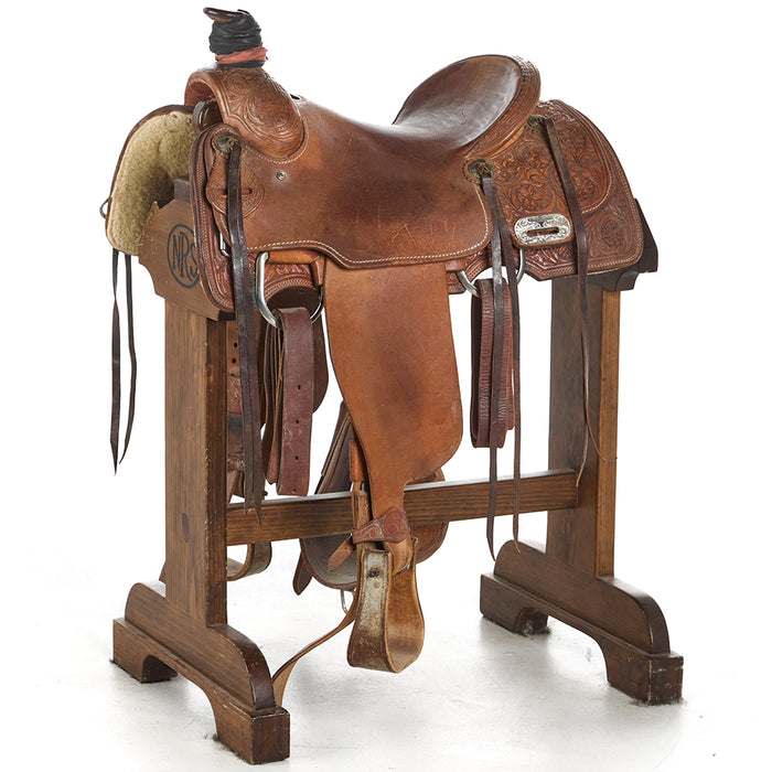 Used 15in 3/4 Floral Tooled Team Roping Saddle