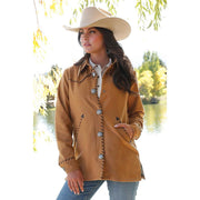 Women's Brown Tweed Shirt Jacket