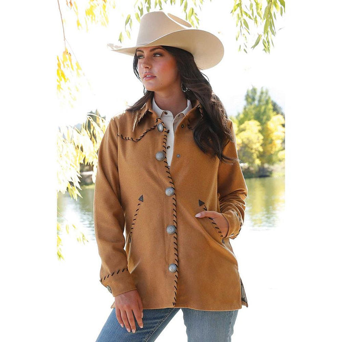 Women's Brown Tweed Shirt Jacket