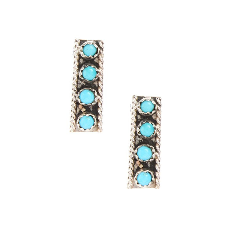 Four Stone Sterling Turquoise Bar Earrings