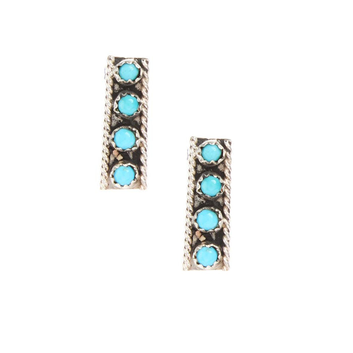 Four Stone Sterling Turquoise Bar Earrings