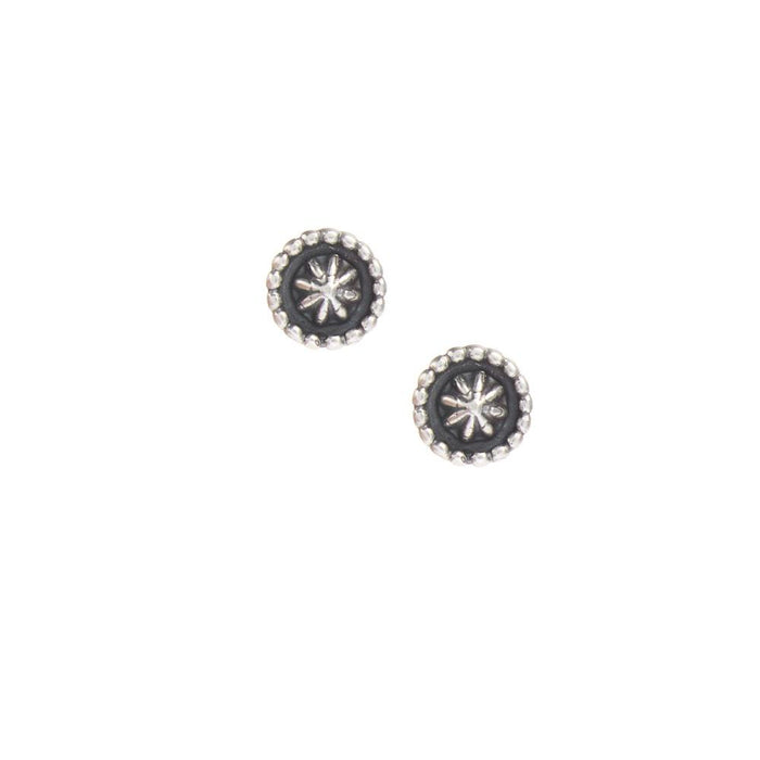 Sterling Silver Rope Edge Concho Stud Earrings