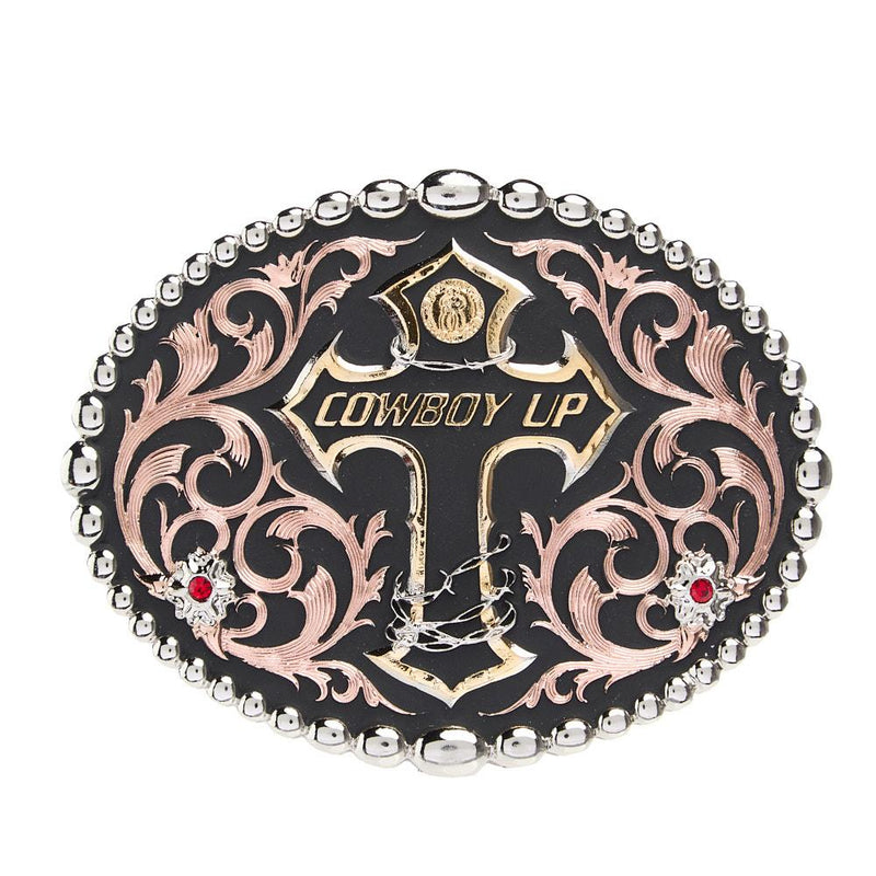 Tri-Color Cowboy Up Attitude Buckle