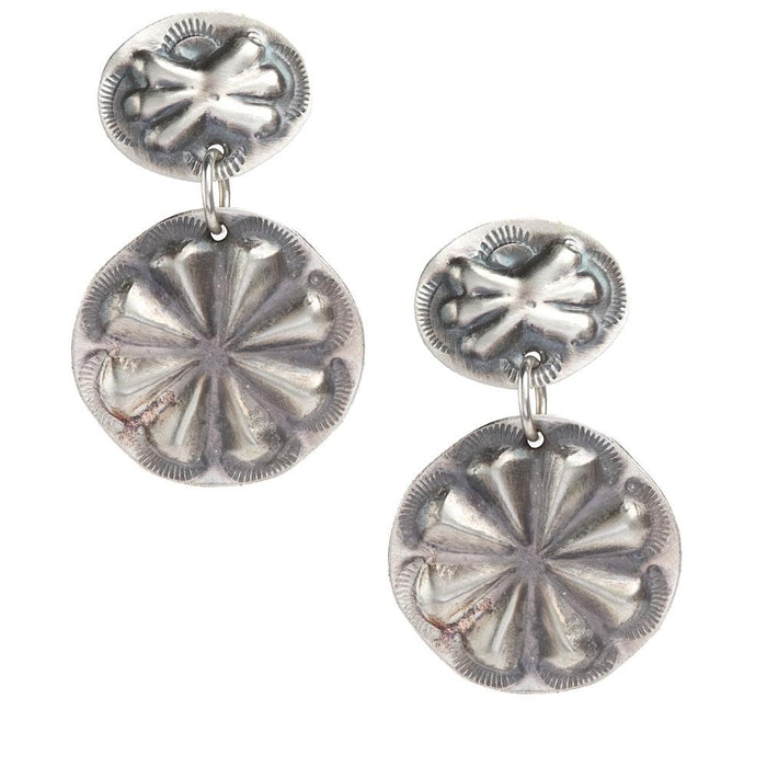 Sterling Silver Concho Drop Post Earrings