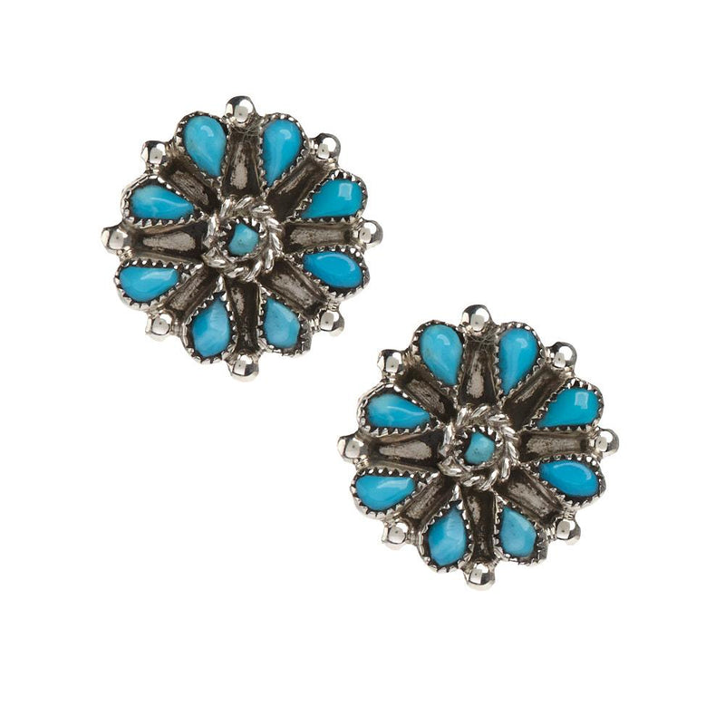 Sterling Silver Flor Turquoise Cluster Earrings