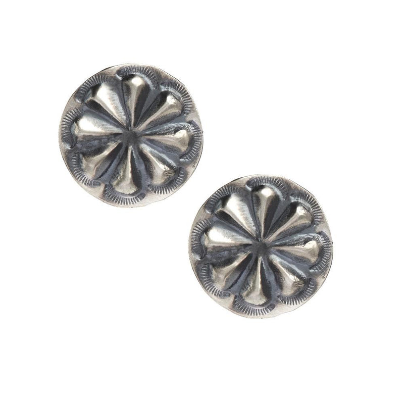 Sterling Silver Floral Concho Stud Earrings