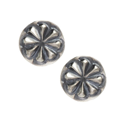 Sterling Silver Floral Concho Stud Earrings