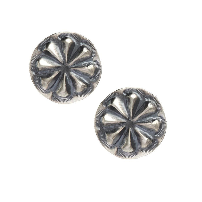 Sterling Silver Floral Concho Stud Earrings