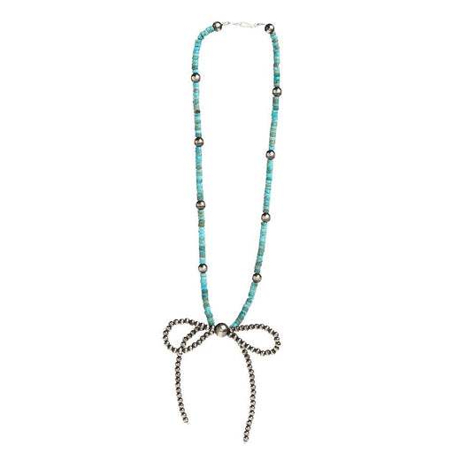Navajo Pearl with Turquoise Bow Necklace