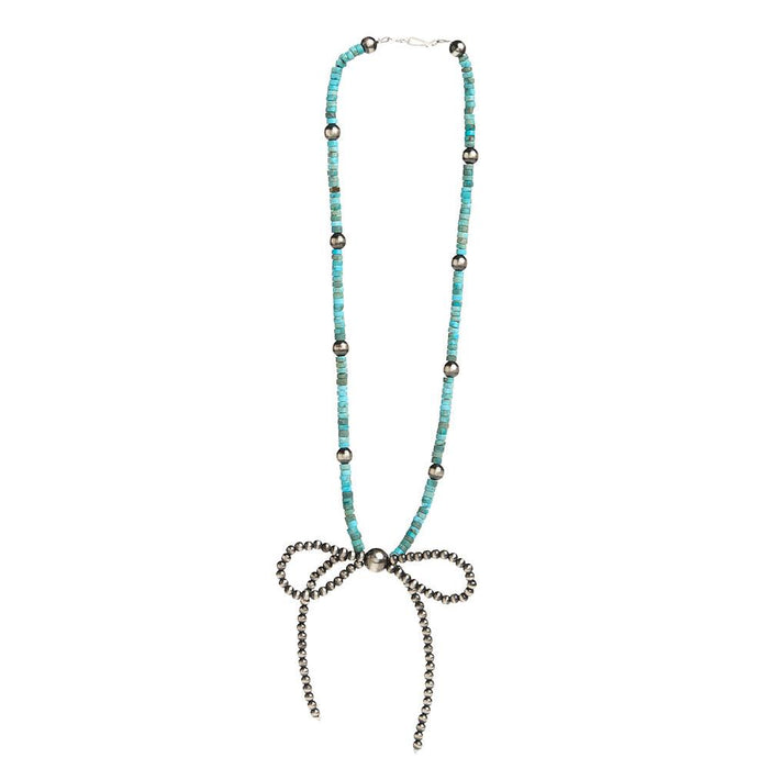 Navajo Pearl with Turquoise Bow Necklace