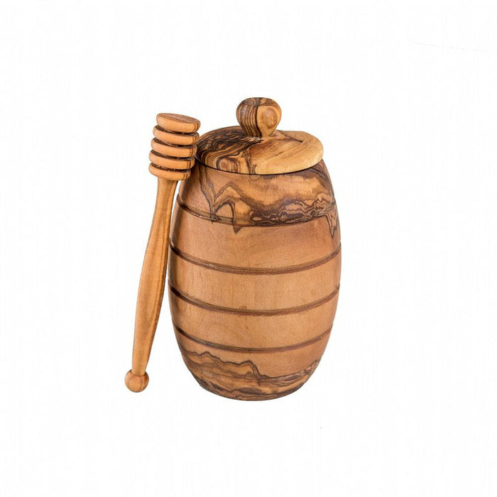 Olive Wood Honey Pot with Spoon