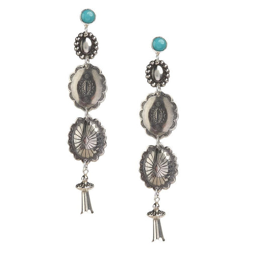 Turquoise Stud Squash & Concho Earrings