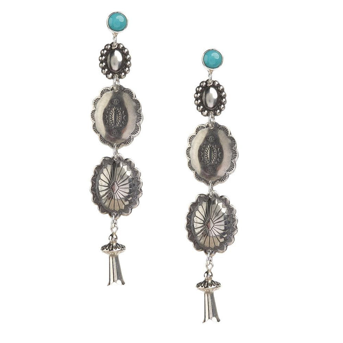 Turquoise Stud Squash & Concho Earrings