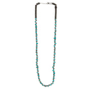 Melon Bead & Turquoise Chunk Necklace