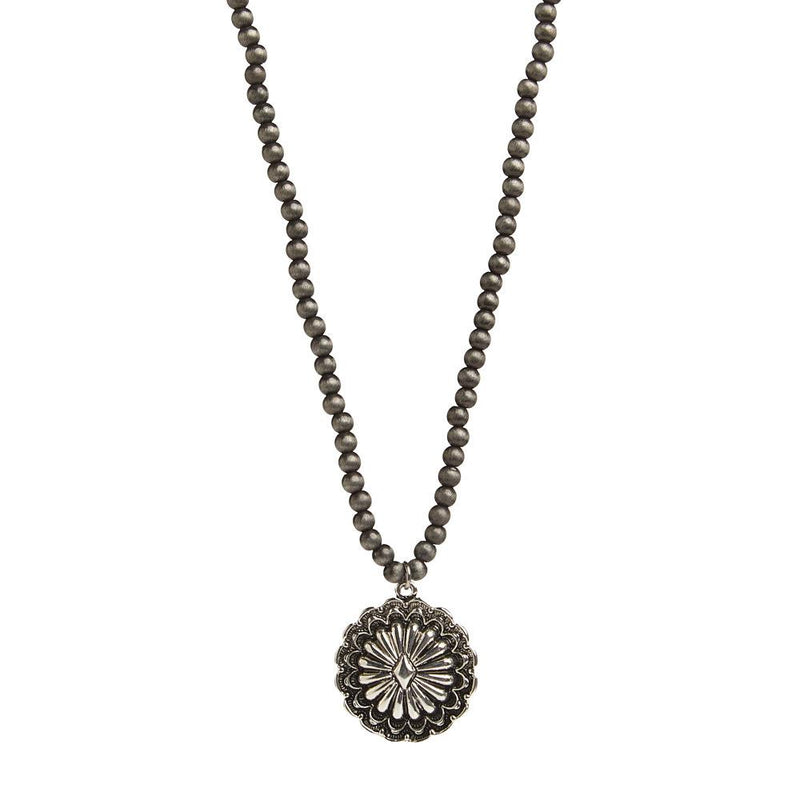 Dainty Faux Navajo Pearl with Concho Necklace