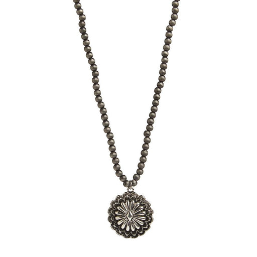 Dainty Faux Navajo Pearl with Concho Necklace