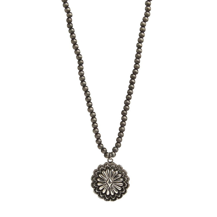 Dainty Faux Navajo Pearl with Concho Necklace