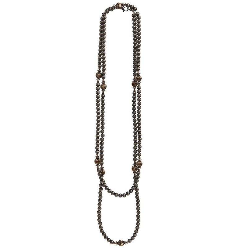 Faux Navajo Pearl with Gold Necklace