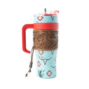 Wide Wyoming Aztec Longhorn Tumbler