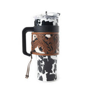 Wide Wyoming Black Cow Print Tumbler