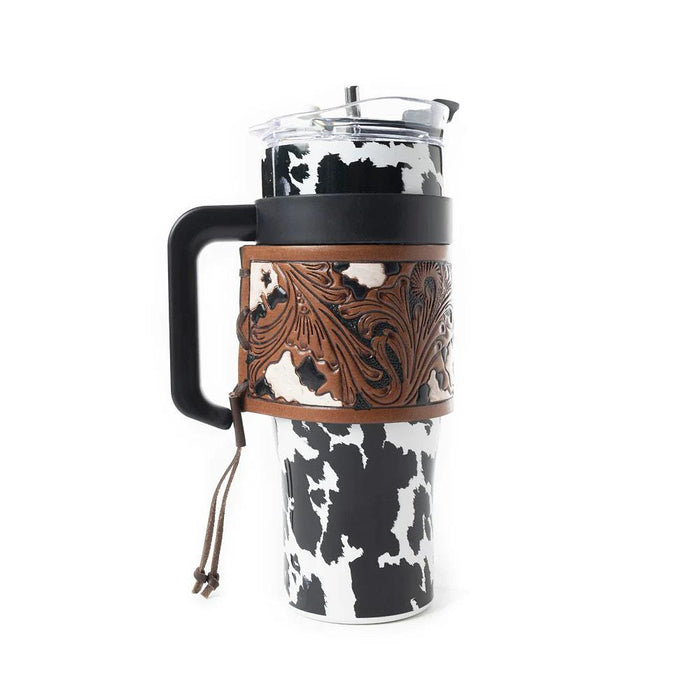 Wide Wyoming Black Cow Print Tumbler
