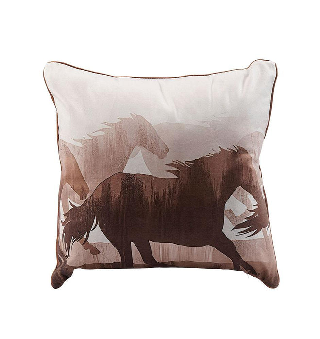 Sepia Tone Running Horse Pillow Cushion