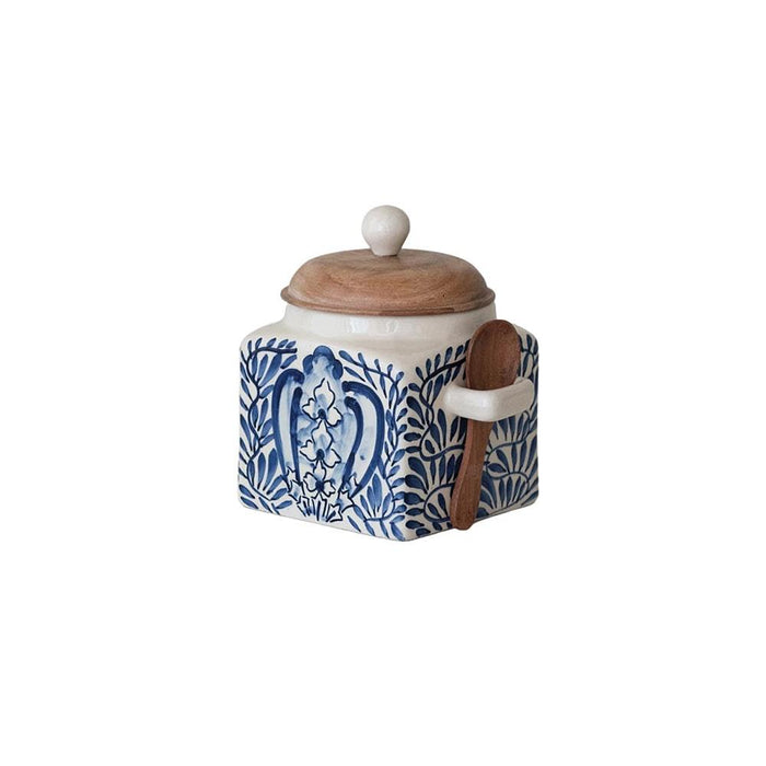 Hand Painted Canister with Lid & Spoon