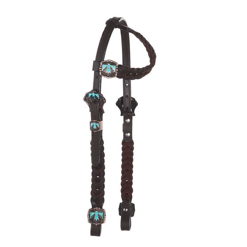 Turquoise Thunderbird Braided Single Ear Headstall