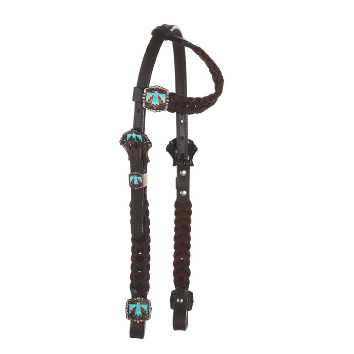 Turquoise Thunderbird Braided Single Ear Headstall
