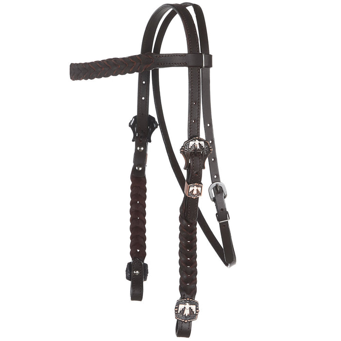 White Thunderbird Braided Browband Headstall