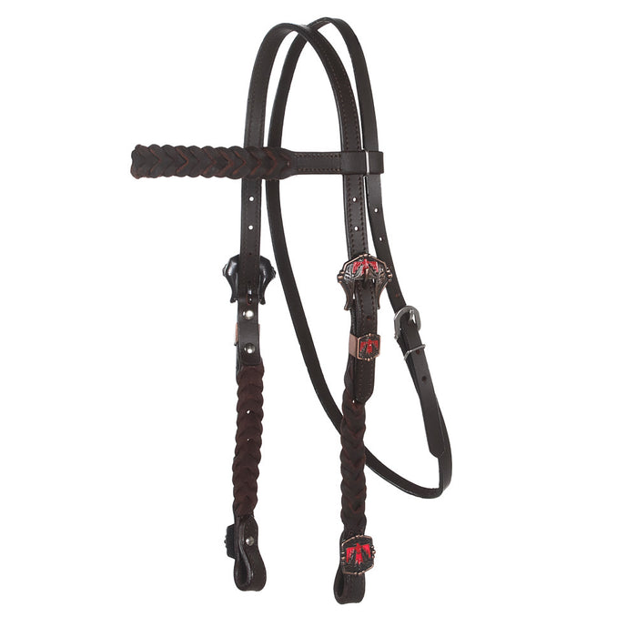 Dark Pink Thunderbird Braided Browband Headstall