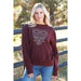 Women's Burgundy Boot Stitch Embroidered Sweatshirt