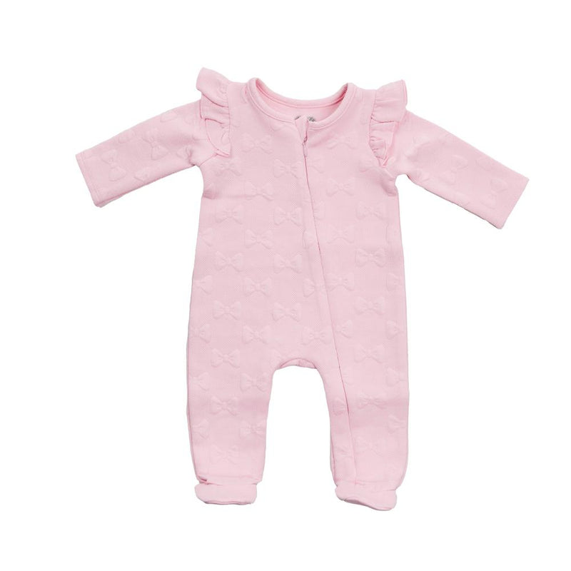 Girl's Pink Bow Quilted Sleeper