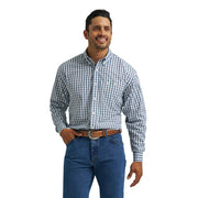 Men's Blue Classic Long Sleeve Plaid Shirt